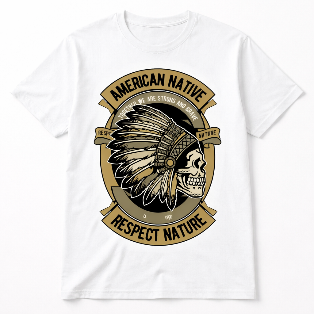 American Native Respect Nature Graphic T-Shirt – Vintage Tribal Style Statement Tee