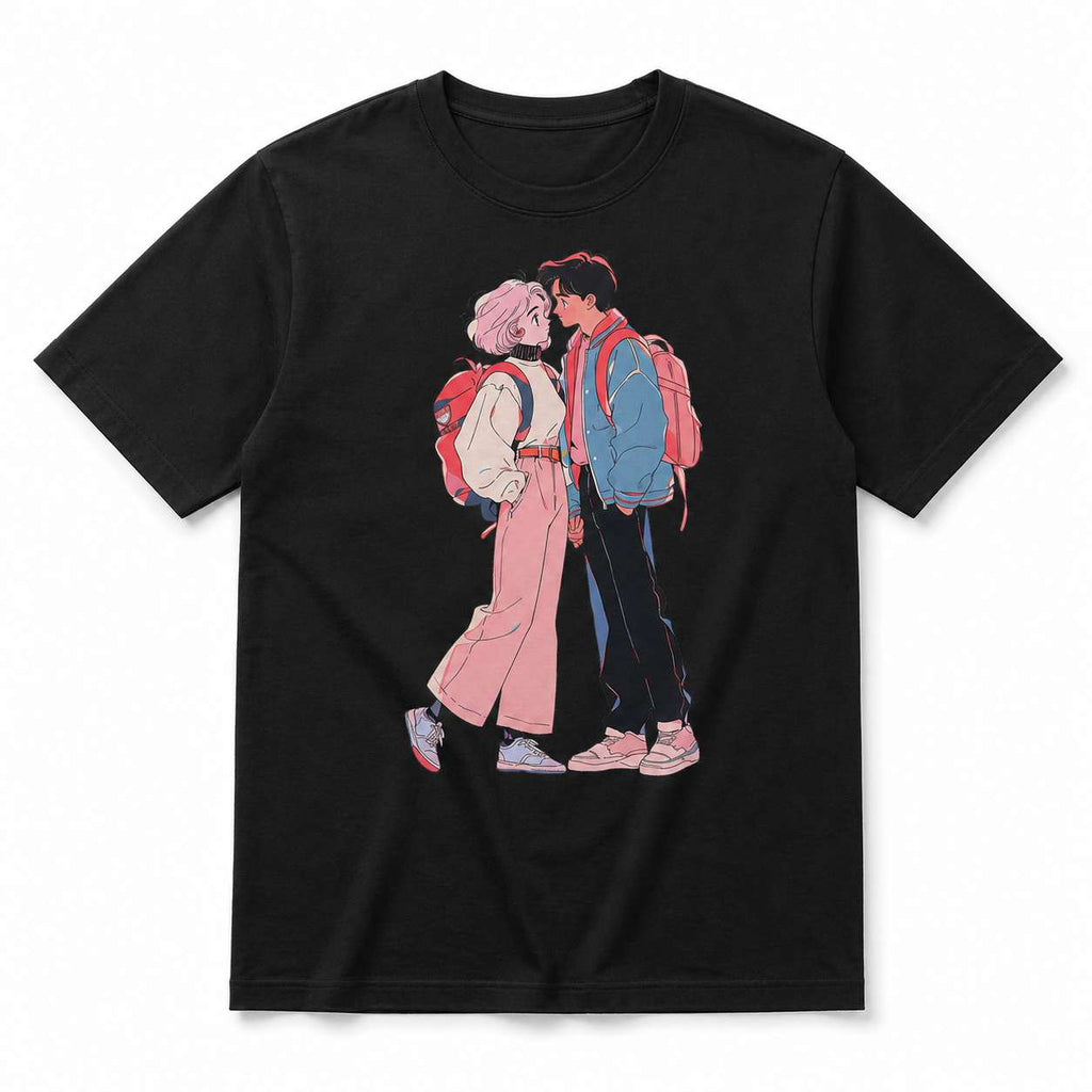 Anime Couple Backpack T-Shirt - View 3