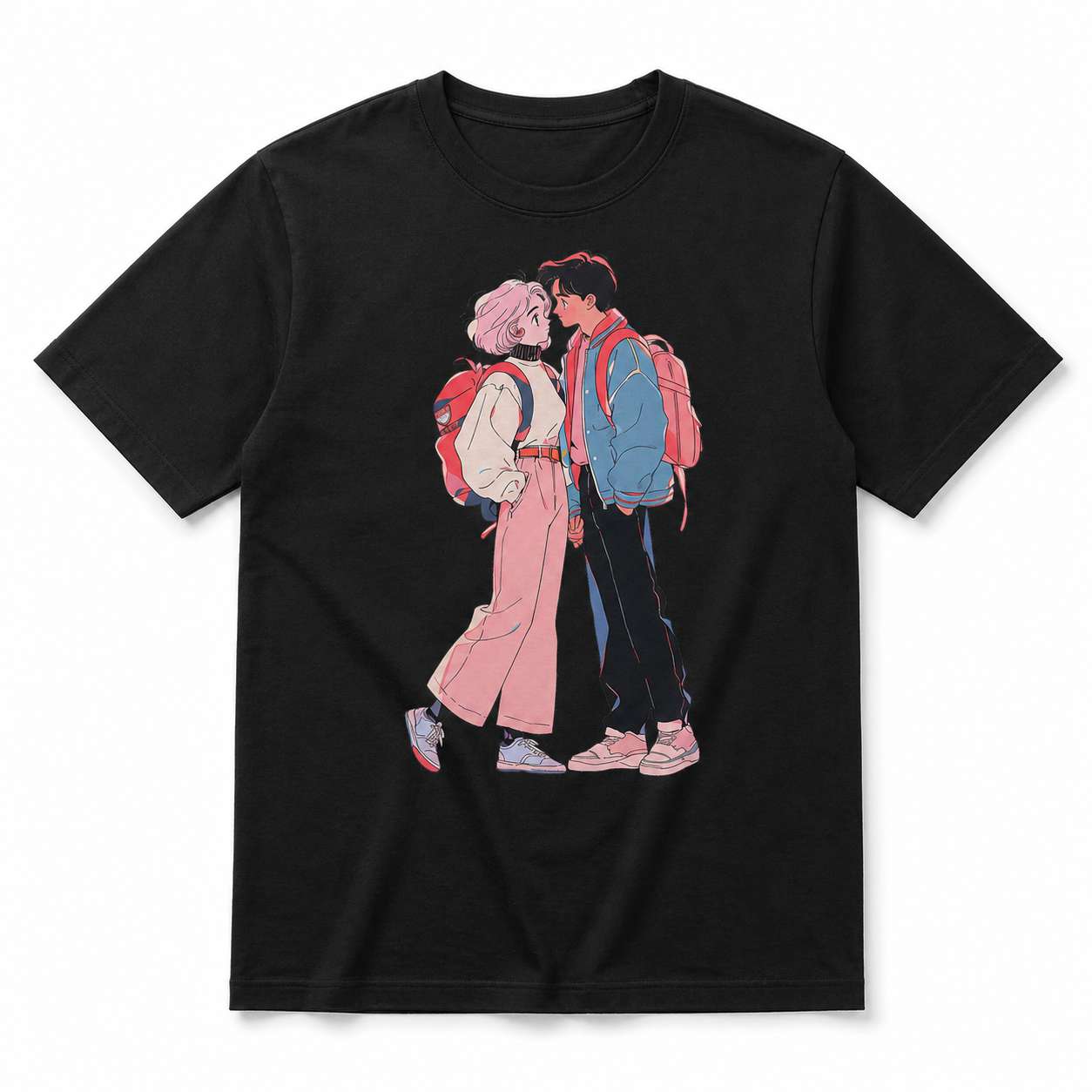 Anime Couple Backpack T-Shirt - View 3