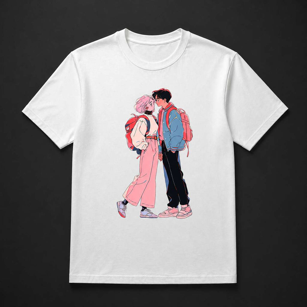 Anime Couple Backpack T-Shirt - View 4