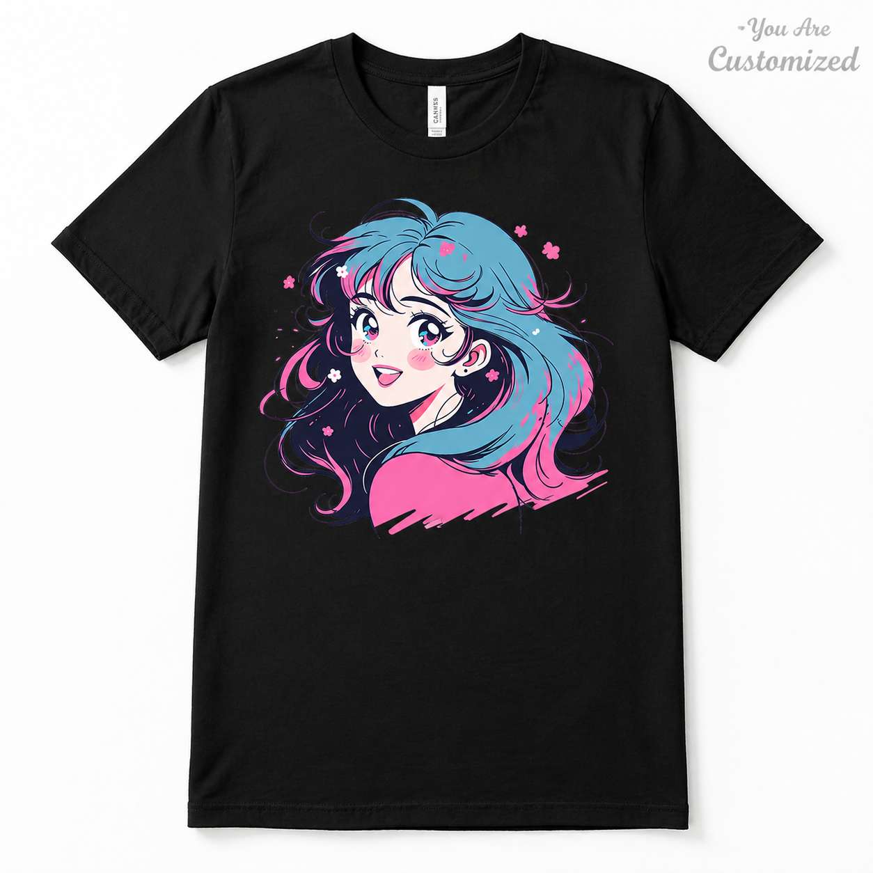 Anime Girl Blue Hair T-Shirt - View 1