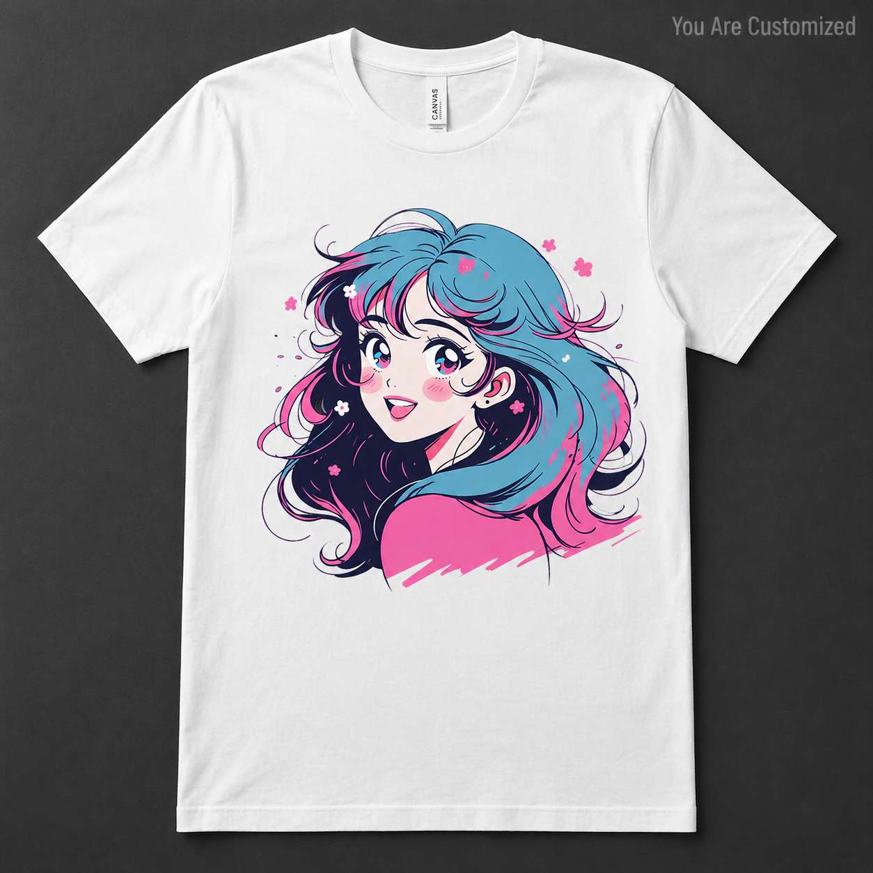 Anime Girl Blue Hair T-Shirt - View 2