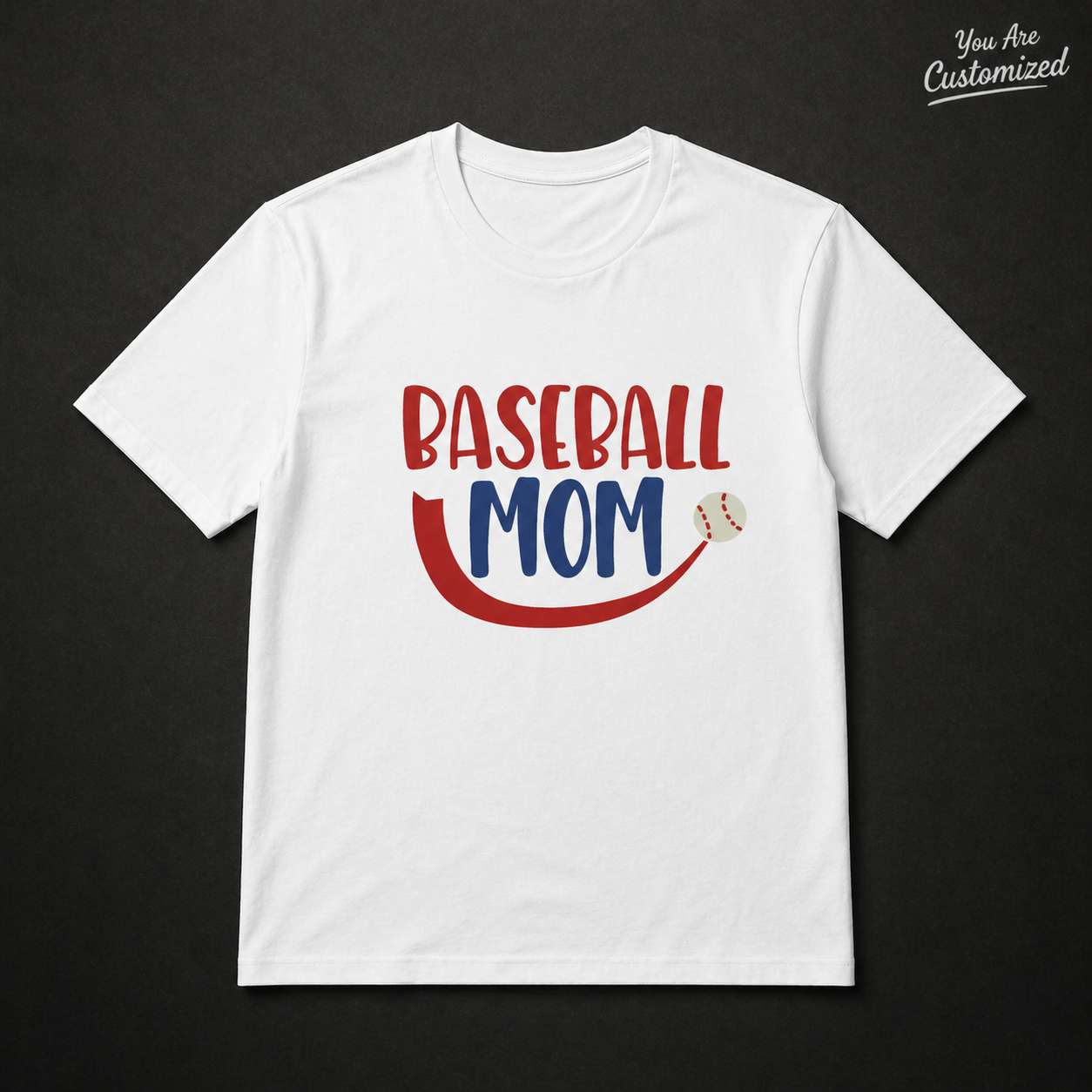 Baseball Mom Bold Red Blue T-Shirt - View 2