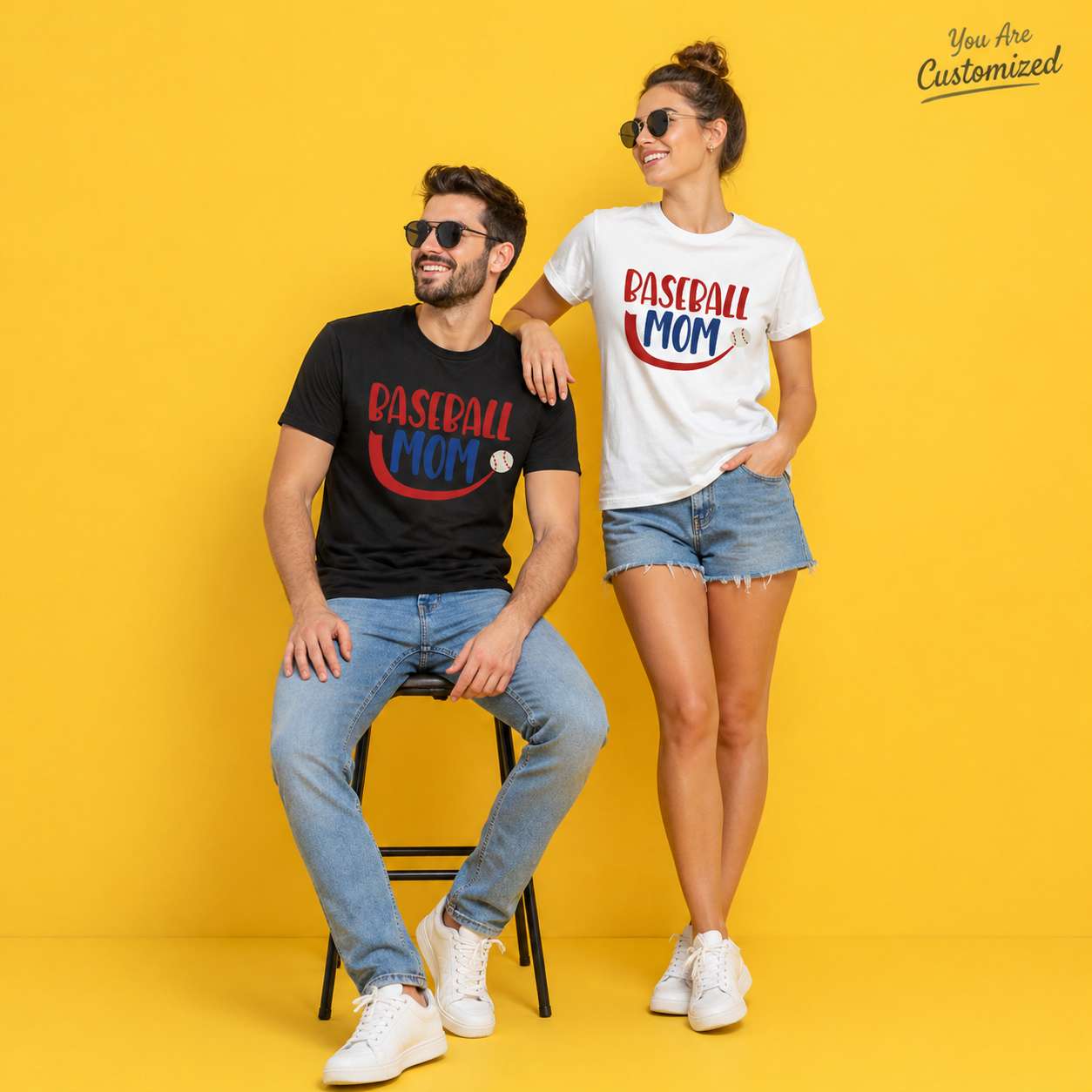 Baseball Mom Bold Red Blue T-Shirt - View 3