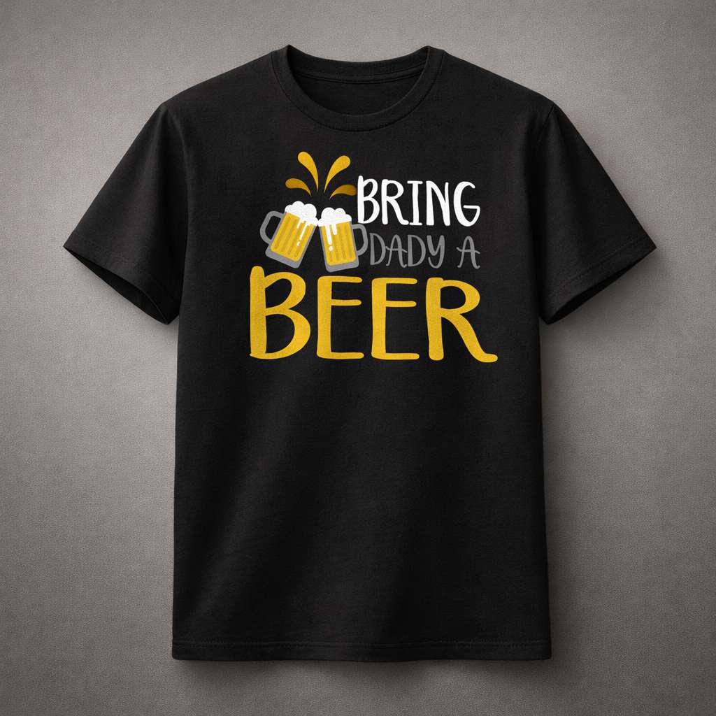 Bring Daddy A Beer T-Shirt, Funny Dad Humor Tee, Custom Color Father Gift, Unisex Cotton