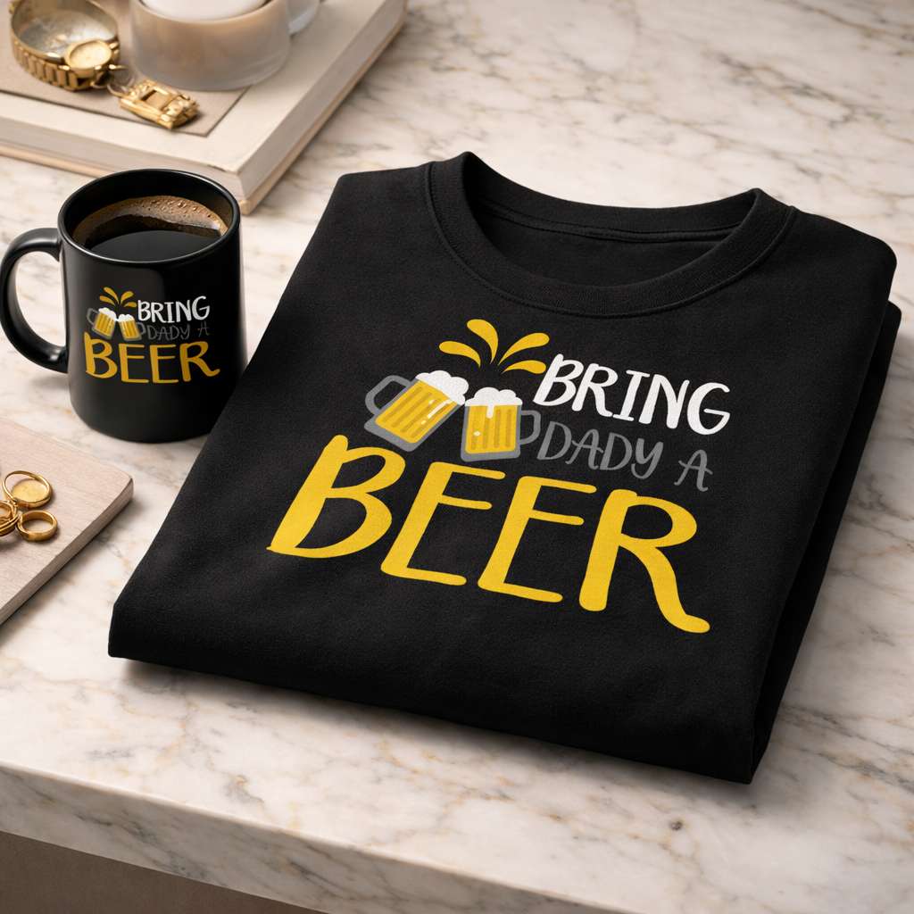 Bring Daddy A Beer T-Shirt, Funny Dad Humor Tee, Custom Color Father Gift, Unisex Cotton