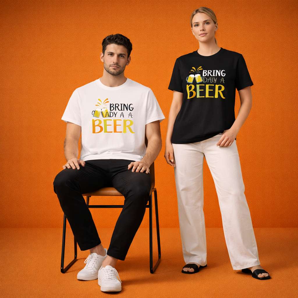 Bring Daddy A Beer T-Shirt, Funny Dad Humor Tee, Custom Color Father Gift, Unisex Cotton
