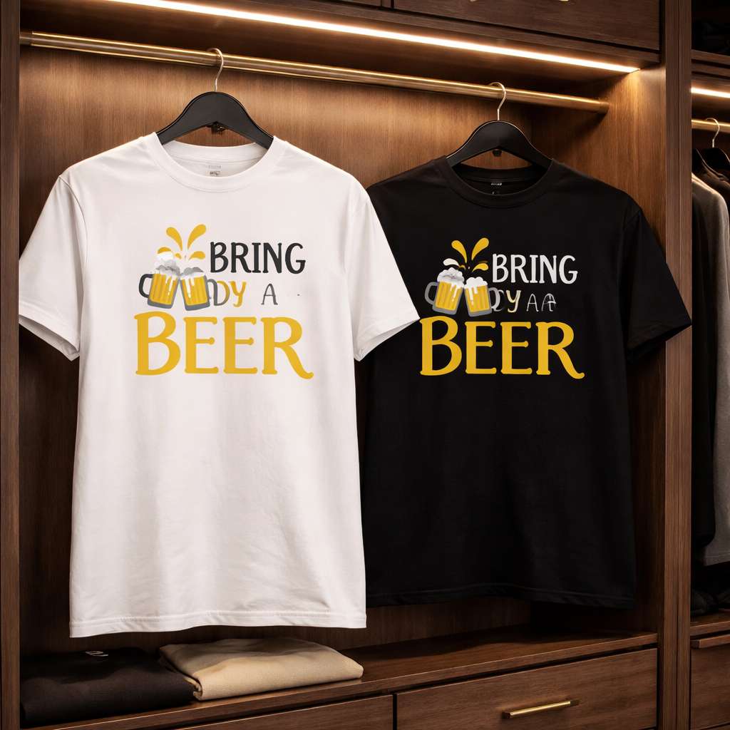 Bring Daddy A Beer T-Shirt, Funny Dad Humor Tee, Custom Color Father Gift, Unisex Cotton