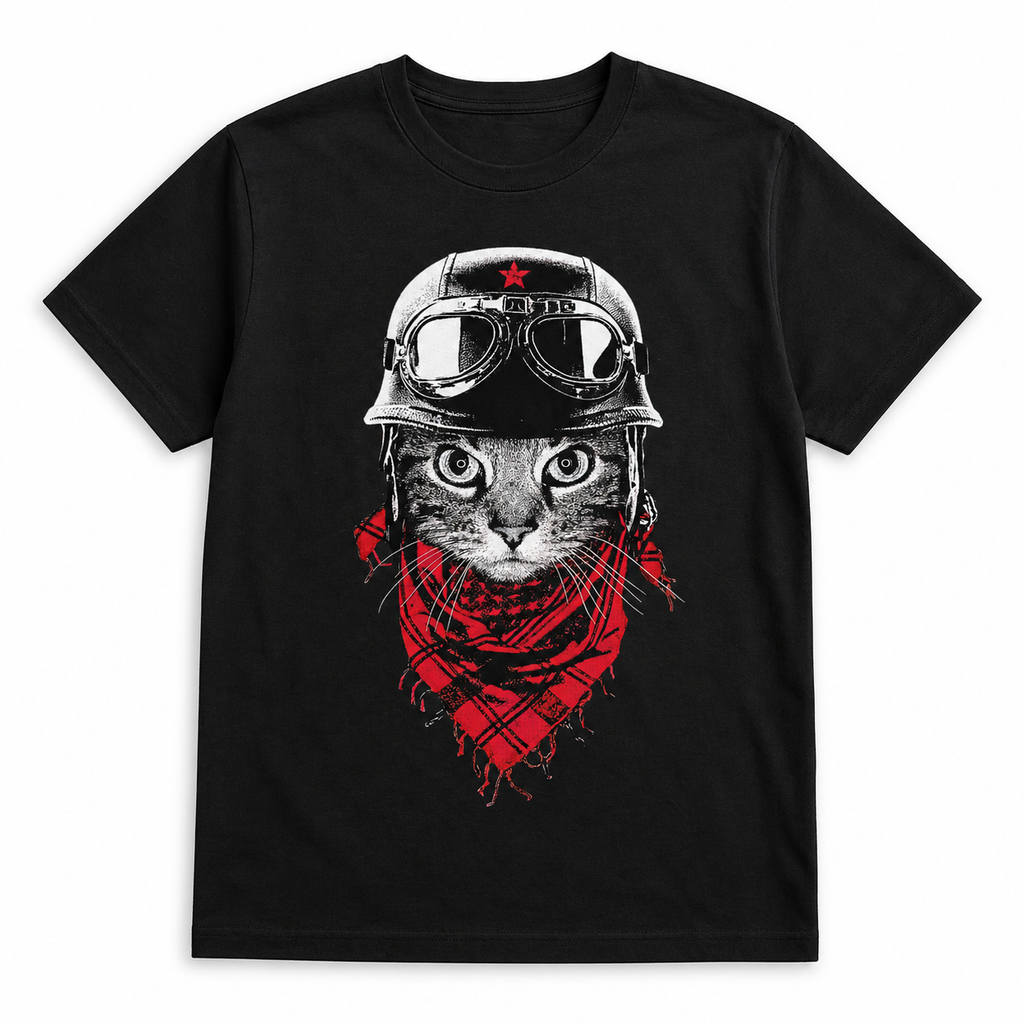 Biker Aviator Cat T-Shirt - View 1