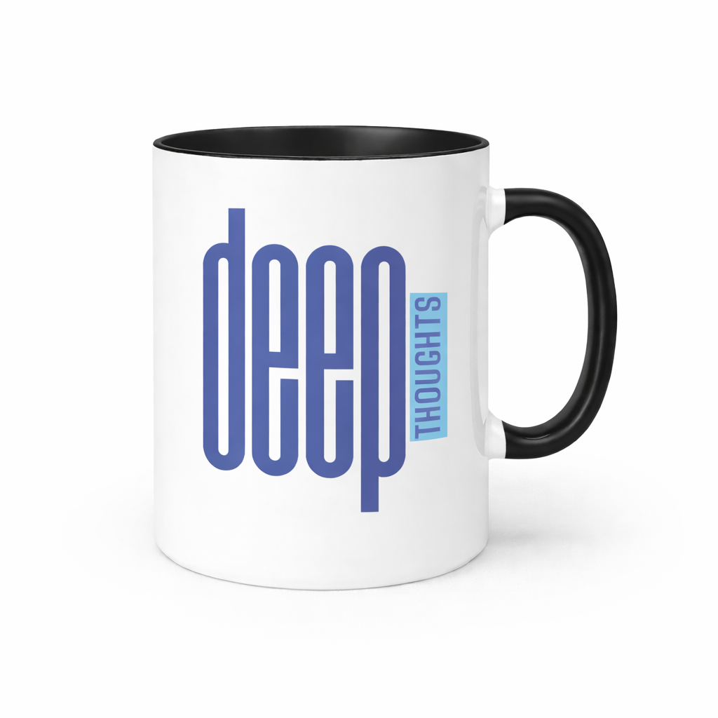 11oz Ceramic Mug – “Deep Thoughts” – Minimal Aesthetic Mindfulness Coffee Cup