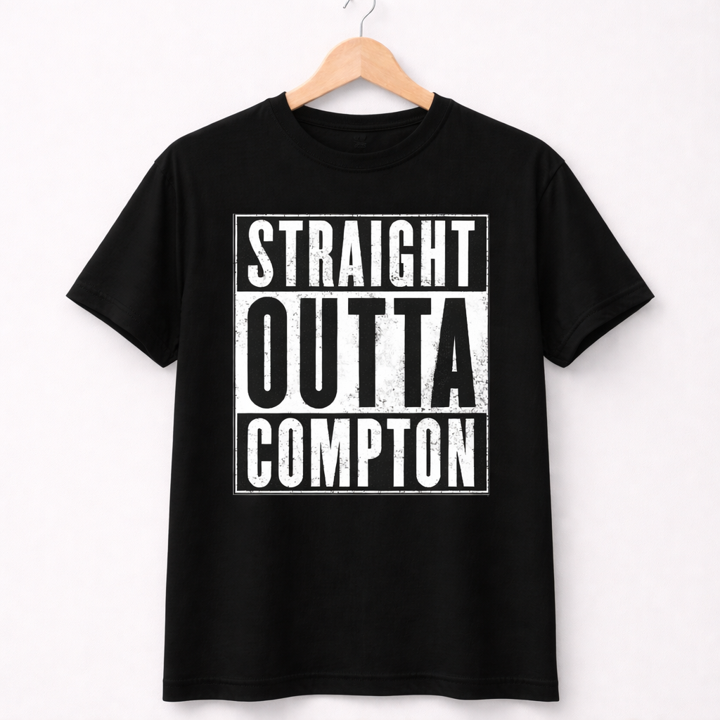 Straight Outta Compton Graphic T-Shirt – Hip Hop Streetwear Tee | Trendy Unisex Cotton Shirt (Black or White)
