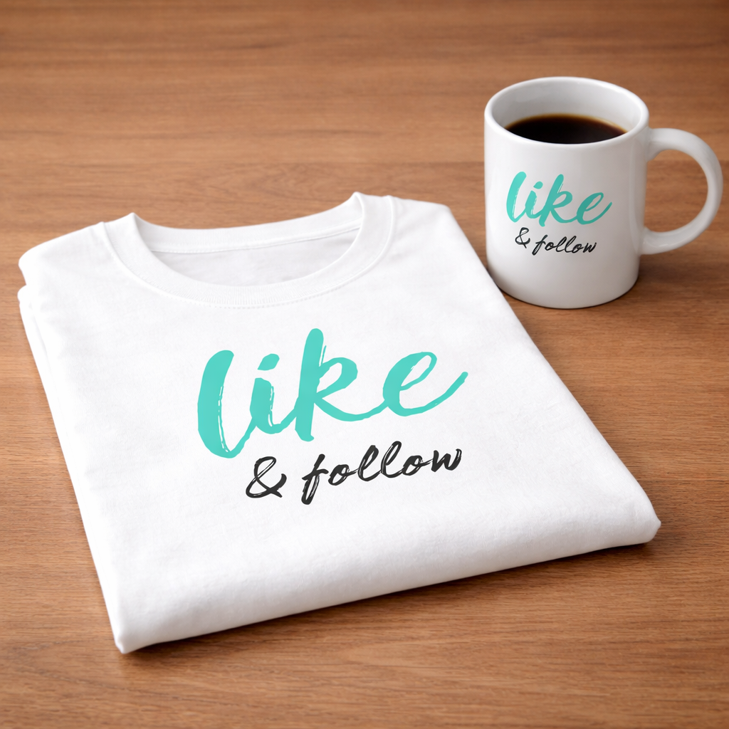 Like & Follow T-Shirt – Social Media Creator Tee | Unisex Cotton Shirt (Black or White)