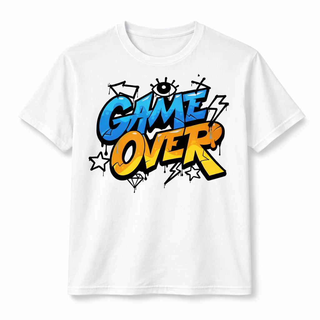 GAME OVER Graphic T-Shirt – Graffiti Streetwear Gamer Statement Tee