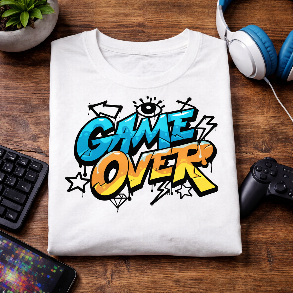 GAME OVER Graphic T-Shirt – Graffiti Streetwear Gamer Statement Tee