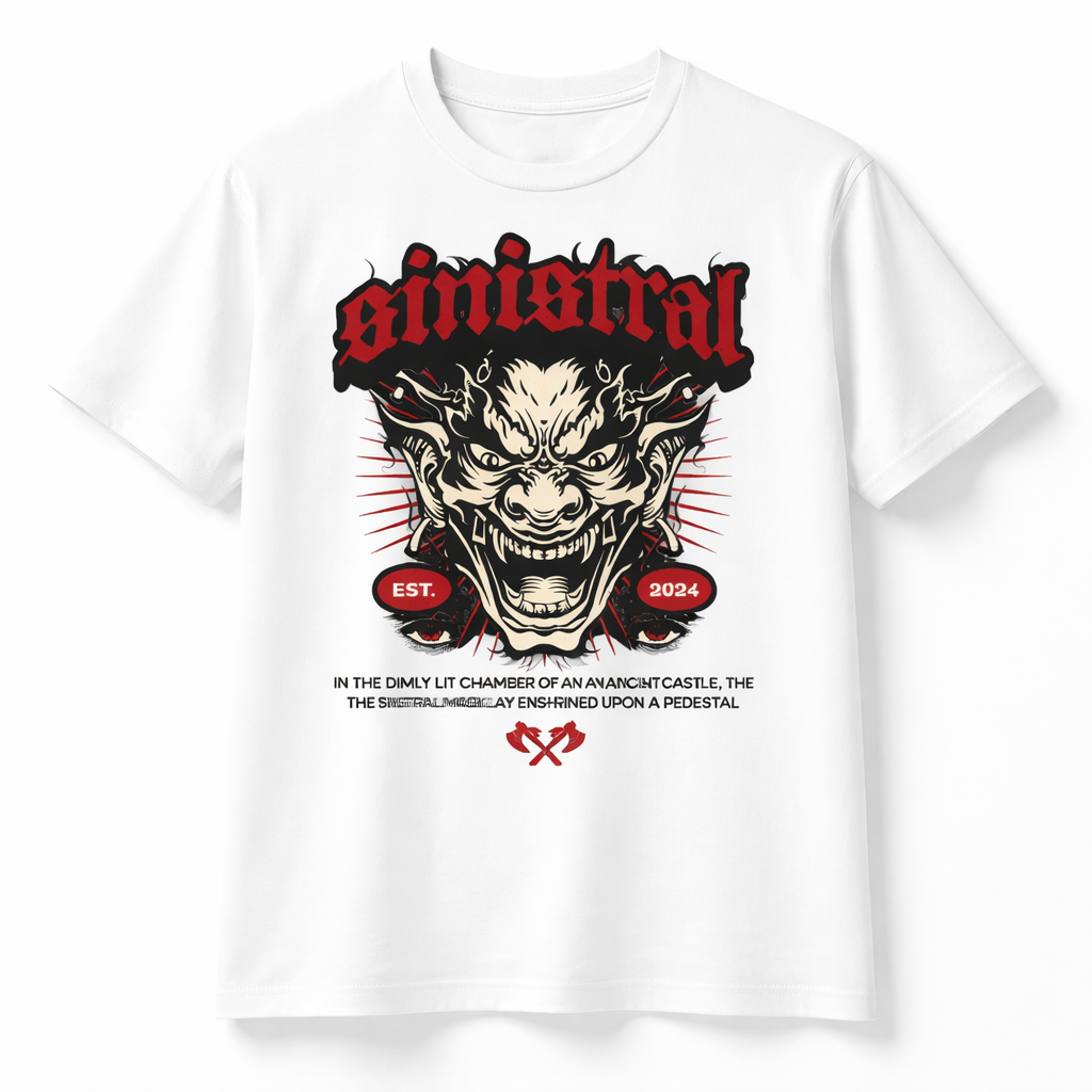 SINISTRAR Demon Graphic T-Shirt – Dark Gothic Streetwear Statement Tee