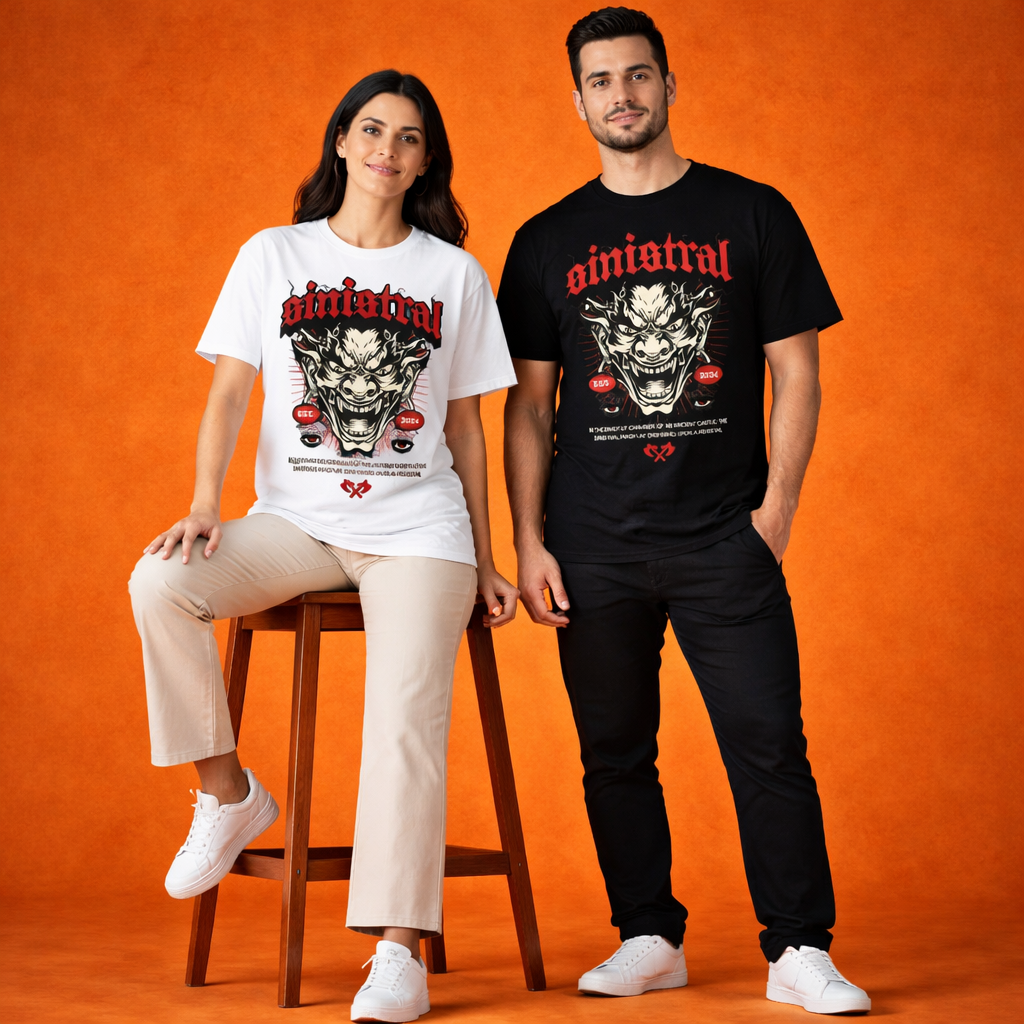 SINISTRAR Demon Graphic T-Shirt – Dark Gothic Streetwear Statement Tee