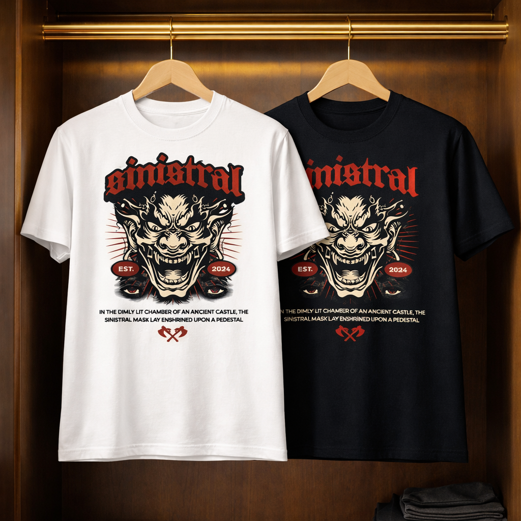 SINISTRAR Demon Graphic T-Shirt – Dark Gothic Streetwear Statement Tee