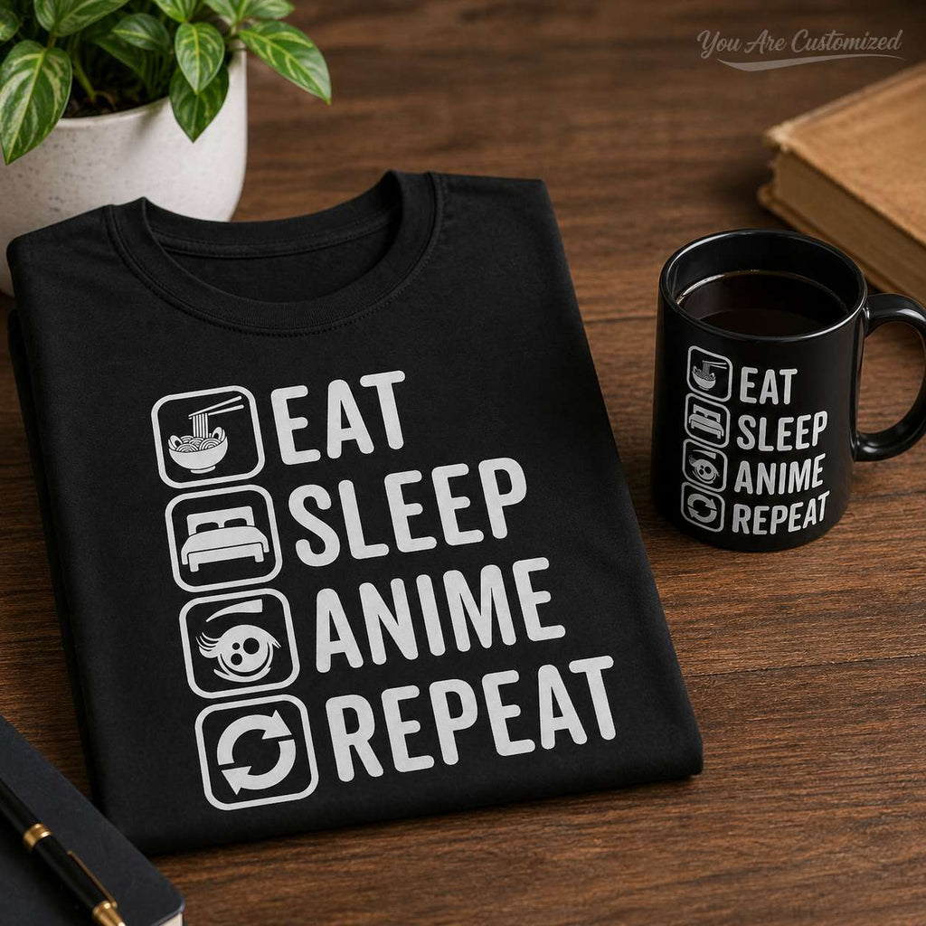Eat Sleep Anime Repeat T-Shirt - View 4