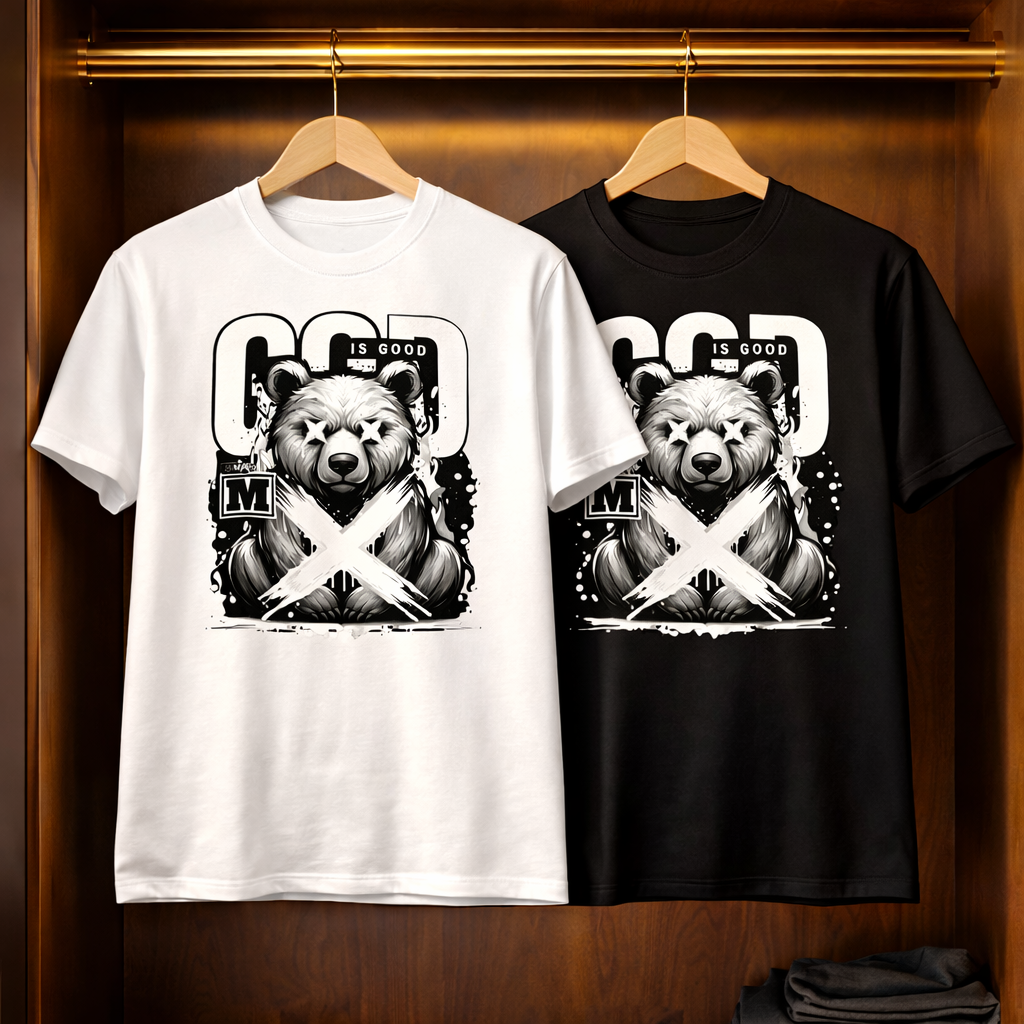 GOD IS GOOD Bear Graphic T-Shirt – Modern Streetwear Faith Statement Tee
