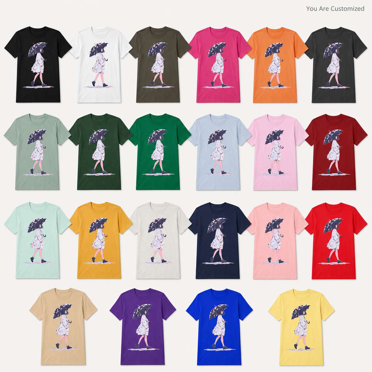 Anime Rain Girl T-Shirt - View 6