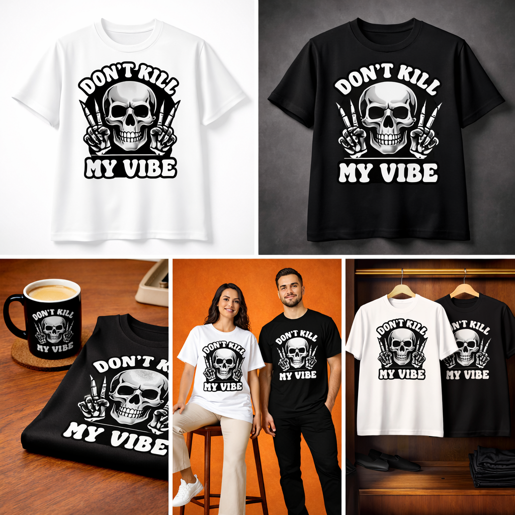 Don't Kill My Vibe Skull T-Shirt - View 6