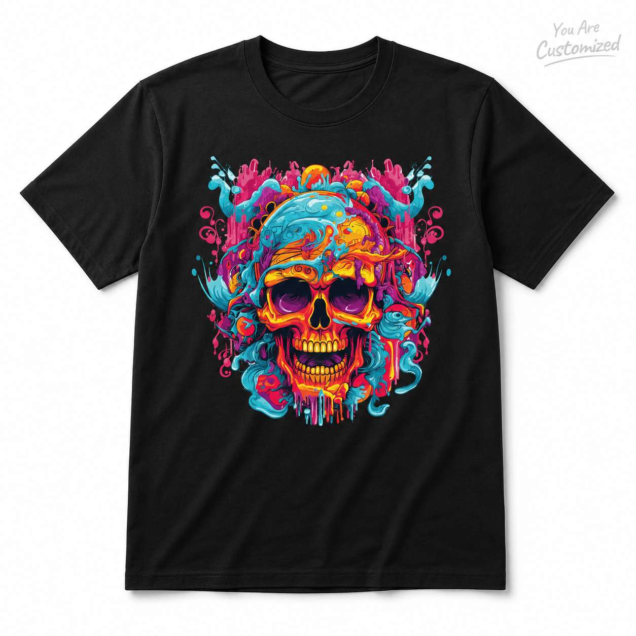 Colorful Psychedelic Skull T-Shirt - View 1