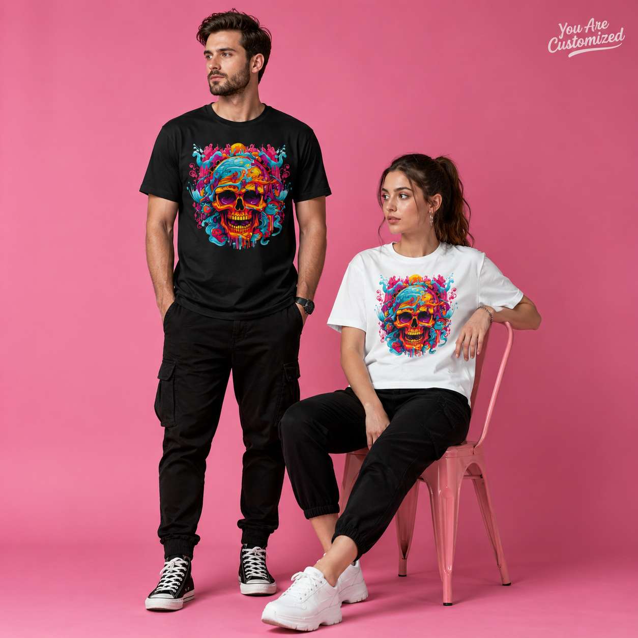 Colorful Psychedelic Skull T-Shirt - View 4